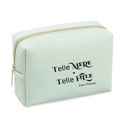 Grande trousse de maquillage Vert pastel pochette Telle mere telle fille personnalisee
