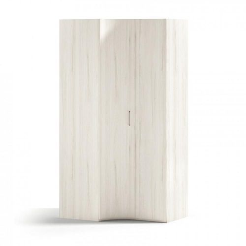 Armoire D'angle Porte Courbe À Gauche 134,7 X 220 Cm Finition Chêne Blanchis Intérieur Double