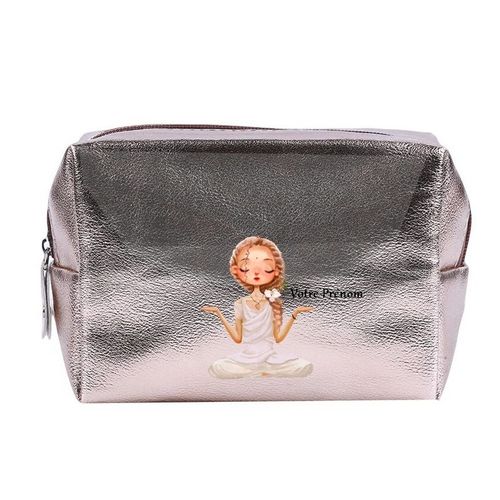 Grande trousse de maquillage Rose gold pochette Yoga girl personnalisee