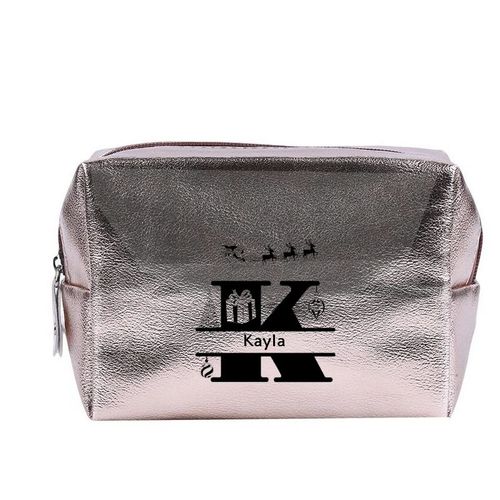 Grande trousse de maquillage Rose gold pochette Noel initiales personnalisee