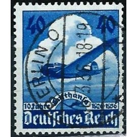 Allemagne, 3ème Reich 1936, Beau Timbre De Poste Aérienne Yvert 54, 10ème Anniversaire De La Compagnie Aérienne Luftansa, Oblitéré, Tbe.