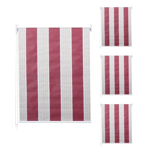 Lot De 4 Stores À Enroulement Hwc-D52, Stores À Enroulement Latéral, 100x160cm Protection Solaire Opaque   Rouge/Blanc/Beige