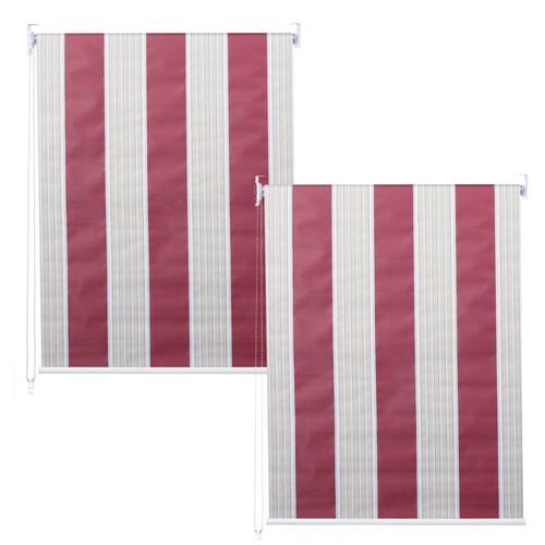 Lot De 2 Stores À Enroulement Hwc-D52, Store À Enroulement Latéral, 100x160cm Protection Solaire Opaque   Rouge/Blanc/Beige