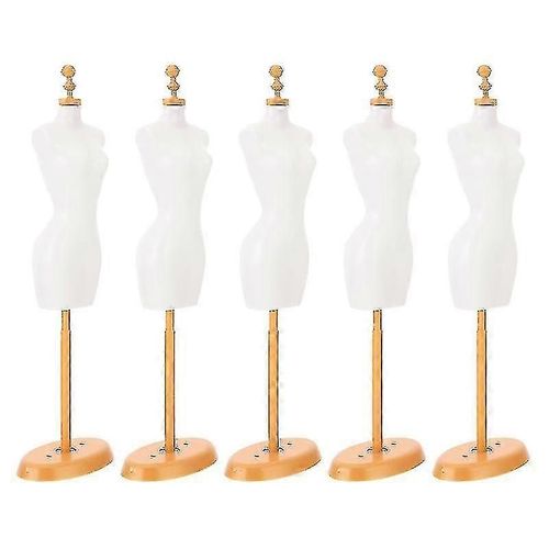25x7cm Or Blanc Affichage Mannequins 5pcs Poupée Porte-Vêtements Miniature Mannequin Modèle Robe Stand
