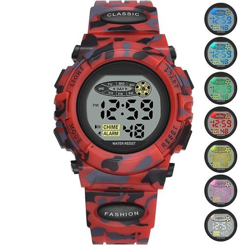 Montre De Sport Numérique Pour Enfants Montre Électronique Décontractée Étanche 7 Montre Led Colorée Avec Montres-Bracelets D¿Alarme Pour Garçon Filles Enfants