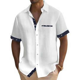 Homme Chemise Chemise En Lin Chemise Popover Chemise D'été Tenue De Plage Chemises Rétro Couleur