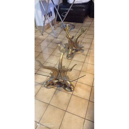 Table Basse Laiton Verre