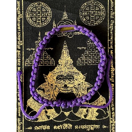 Bracelet Violet Thai Sacré Sai Sin Béni En Coton Tissé Chance Tissu Pha Yant Bouddhisme