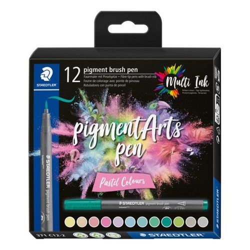 12 Feutres - Pointe Pinceau - Staedtler - Pigment Arts Pen - Couleurs Pastels
