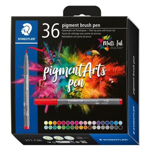 36 Feutres - Pointe Pinceau - Staedtler - Pigment Arts Pen - Couleurs Basiques