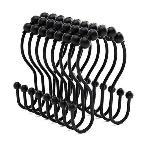 12 Pcs Crochets de rideau de douche, anneaux de rideau de douche antirouille Balanced Glide Double Rideau de douche H