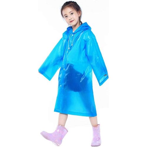 Imperméable Transparent Imperméable Cape Poncho Strap Cover Réutilisable (Bleu)