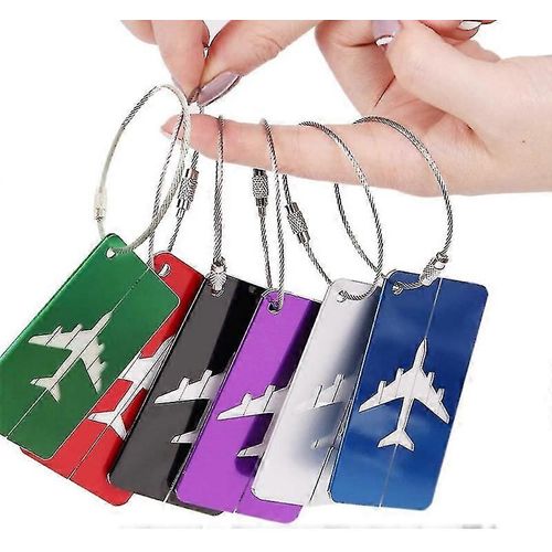 Lot de 6 étiquettes de bagages avec nom et adresse