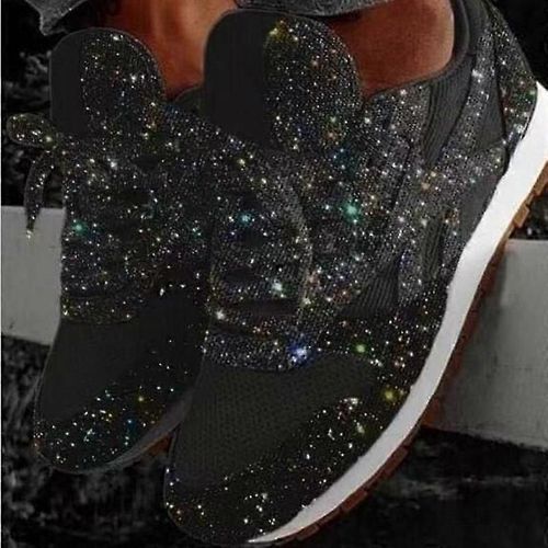 Baskets Pour Femmes, Chaussures De Sport, Baskets D'extérieur, Paillettes Quotidiennes, Grande Taille, Baskets Bling Bling, Paillettes, Talon Plat, Bout Rond, Chaussures De Tennis Décontractées Sportives Wa