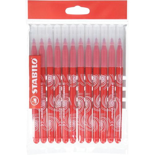 Stabilo Lot De 12 Feutres De Coloriage Power Rouge, Recharge Coffret Stabilo Schoolpack