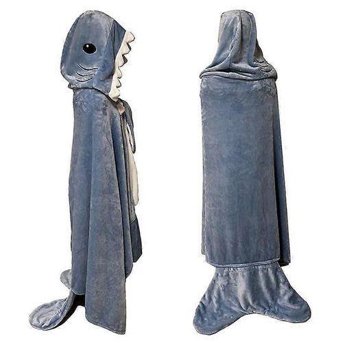 Sac De Couchage Requin Mignon Châle Cape Confortable Maison Flanelle Robe Polyvalente Une Pièce Couverture Requin Combinaison Portable Couverture Compatible Bureau