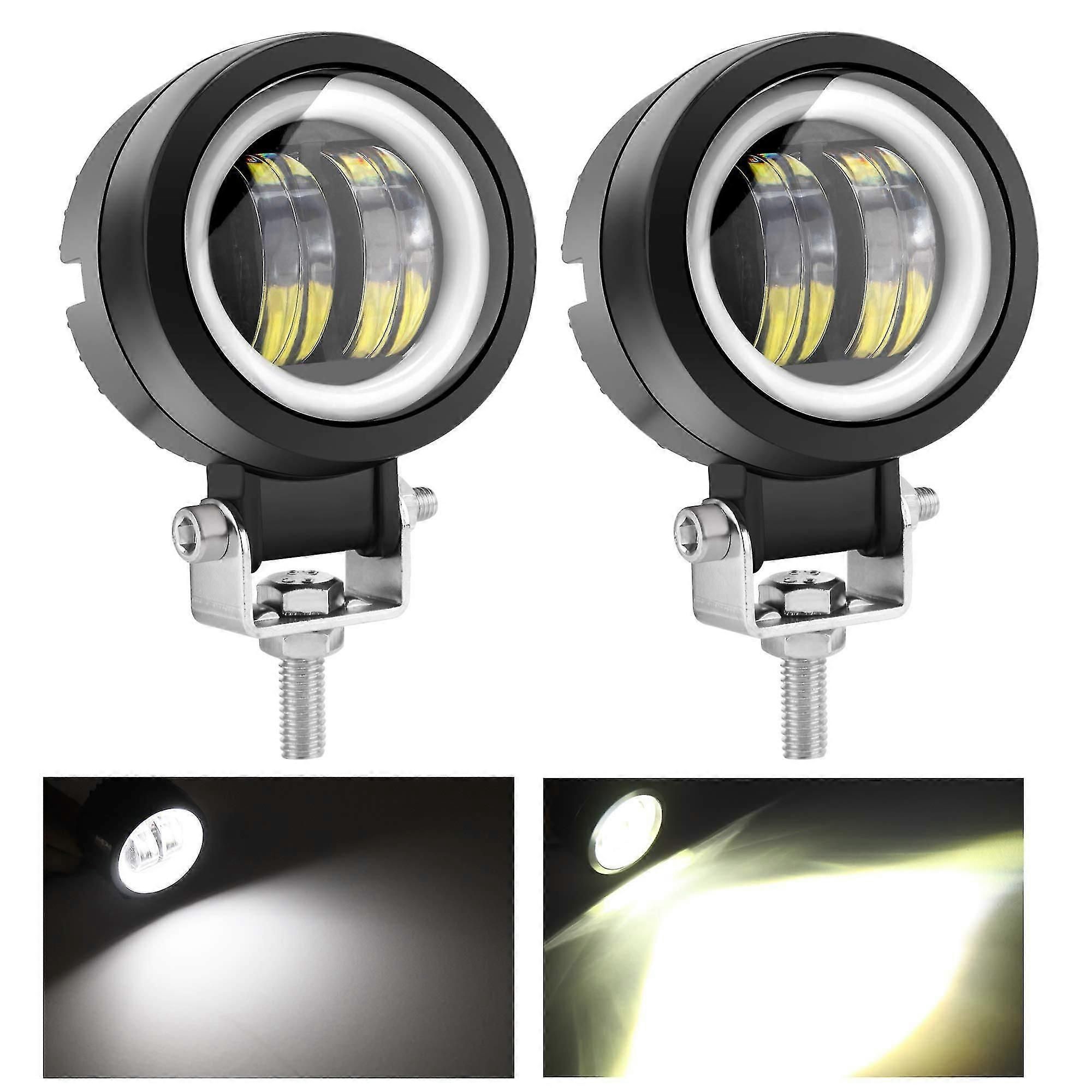 Feux Antibrouillard Led 20 W, Feux De Jour Angel Eye, Étanches, Pour Camion, Suv, Vtt, Moto, Tracteur, Bateau