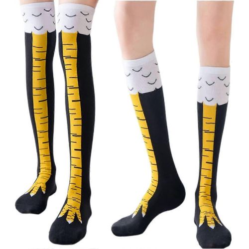 Lot De 2 Paires De Chaussettes Amusantes En Forme De Pattes De Poulet : Chaussettes Hautes De 61 Cm, Chaussettes Mollets De 30 Cm, Cadeaux De Fête Fantaisie Compatibles Avec Les Femmes, Les Hommes Et Les Enfants