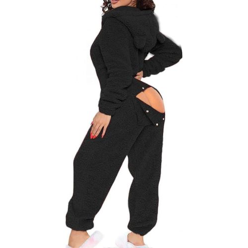 Pyjama Sexy Pour Adulte, Compatible Avec Les Femmes, Avec Rabat Sur Les Fesses, En Polaire, À Capuche, Vêtements De Nuit Moelleux Pour Femmes, Black Friday Newway