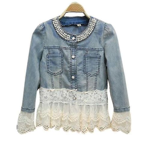 Veste En Jean Rétro Grande Taille Pour Femme ¿ Manteau Décontracté En Dentelle_Newway