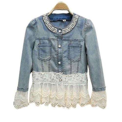 Veste En Jean Rétro Grande Taille Pour Femme ¿ Manteau Décontracté En Dentelle_Newway