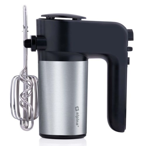 Alpina Batteur Électrique À Main 230 V - 6 Vitesses - 400 W 2 Fouets Et 2 Crochets À Pâte Avec Support De Rangement - Batteur De Cuisine - Abs/Inox - Noir