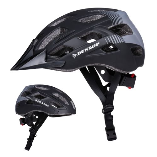 Dunlop Casque De Vélo Réglable De 58 À 61 Cm Taille L Avec Éclairage Led 3 Modes Noir