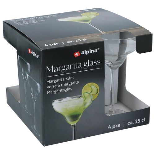 Alpina Verre Margarita Set De 4 Verre Cocktail - Idéal Pour Margarita Et Cocktails - 250 Ml