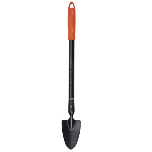 BLACK+DECKER Truelle de Jardin, Tête Pointue, Manche Télescopique 77-105 cm, Résistant à la Chaleur, Noir