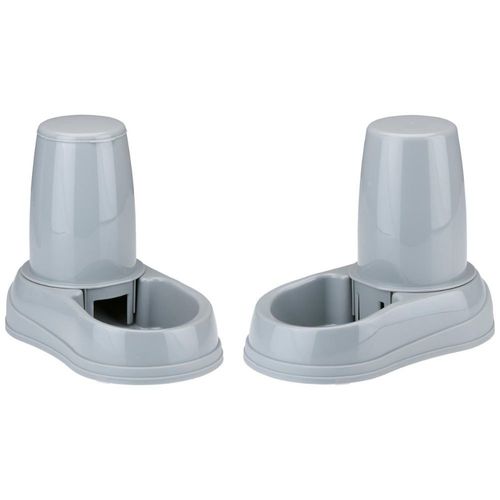 Maxxpro Distributeur D'eau Et De Croquettes Automatique 2 X 1,4l- Facile À Nettoyer Et À Emporter - Plastique - Gris