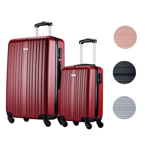 Slazenger Lot de Valise de Voyage 2 Pièces Chariot de Cabine et Valise de Soute (M + XL) - Valise Rigide avec Roues Pivotantes à 360° - Serrure à Combinaison - Rouge