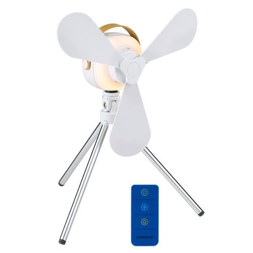 Lifetime Air Ventilateur Portable Ventilateur USB Rechargeable - Refroidisseur d'Air Silencieux avec Télécommande et Veilleuse - Mini Ventilateur sur Pied avec 3 Vitesses - Blanc
