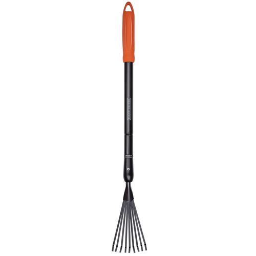 BLACK+DECKER Râteau à Feuilles BXGTTO7050 Réglable de 77 à 110 CM Râteau à Gazon Résistant à la Rouille Noir/Orange