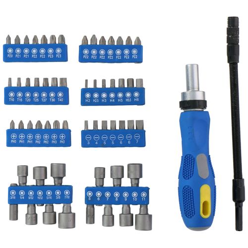 Kinzo Coffret d'Outils avec Cliquet 14 Douilles, 42 Embouts incl. Torx, Hexagonaux - 58 Pièces