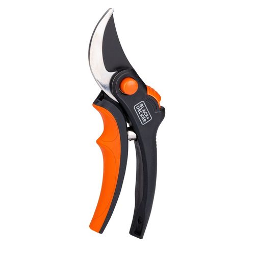 BLACK+DECKER Cisaille de Jardin Lames en acier trempé - Diamètre 13 mm - Noir/Orange