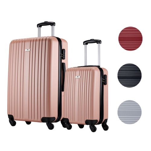 Slazenger Lot de Valise de Voyage 2 Pièces Chariot de Cabine et Valise de Soute (M + XL) - Valise Rigide avec Roues Pivotantes à 360° - Serrure à Combinaison - Rose