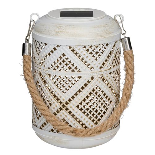 Arti Casa Lanterne Solaire Lampe Solaire Exterieur - Lampe De Table Avec Lumière Blanche Chaude - Autonomie Jusqu'à 8 Heures - Ip44 Étanche - 11 X 15,5 Cm - Plastique - Blanc