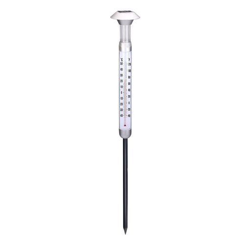 Grundig Thermomètre Solaire Extérieur Jardin - Thermomètre Extérieur Jardin Lampe Solaire 2-En-1 Avec Lumière Blanche Froid