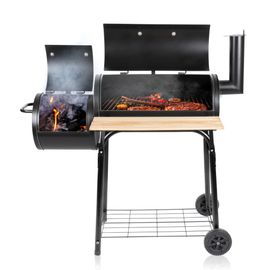 BBQ Collection Fumoir Barbecue Charbon de Bois Grande Taille avec Fumoir Cheminée Réglable 104 x 58 x 114 cm