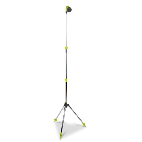 Kinzo Douche De Jardin Réglable ¿56 X 160/220cm Incl. Trépied, Pommeau Et Raccord De Tuyau Plastique/Aluminium Vert/Argent