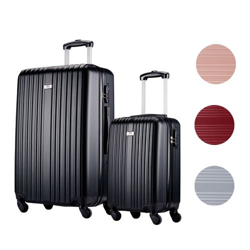 Slazenger Lot de Valise de Voyage 2 Pièces Chariot de Cabine et Valise de Soute (M + XL) - Valise Rigide avec Roues Pivotantes à 360° - Serrure à Combinaison - Noir