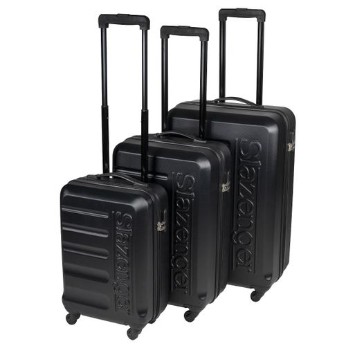 Slazenger Set Valise 3 Pièces Lot avec Bagage Cabine, Grande Valise et Valise Soute - Valise Rigide avec Serrure à Combinaison de Code à 3 Chiffres - Noir