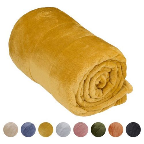 Arti Casa Couverture Polaire 150 X 200 Cm Plaid Polaire - Couverture Lit - Parfait Aussi Comme Décoration D'intérieur - Plaid Canape Pour 1 Personne - Jaune Moutarde - Polaire/Polyester
