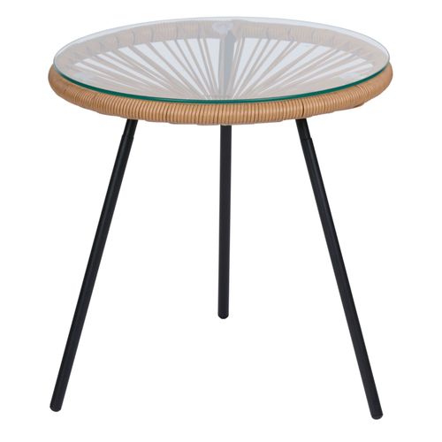Arti Casa Table D'appoint Acapulco Table Basse Ronde En Verre Et Métal - Petite Table Ø44x47 Cm - Design Moderne