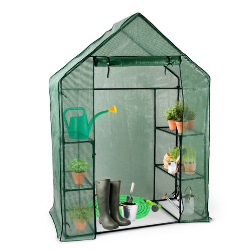 Kinzo Serre de Jardin 143 x 73 x 195 cm Mini Serre avec 6 Étagères - Abri de Jardin en Kit - Transparent et Vert