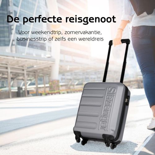Slazenger Set Valise 3 Pièces - Lot avec Bagage Cabine, Grande Valise et Valise Soute - Valise Rigide avec Serrure à Combinaison de Code à 3 Chiffres - Gris