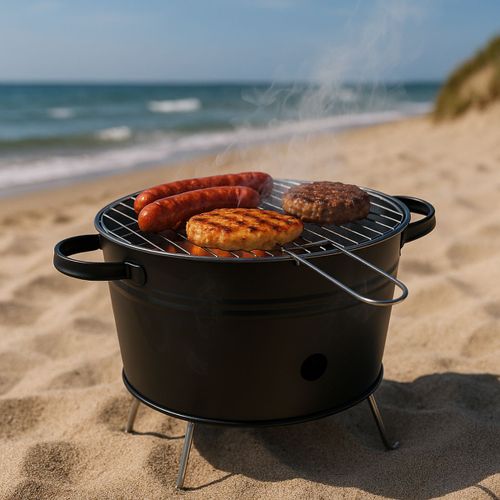alpina Barbecue Charbon ¿32 cm BBQ Compact et Portable - Barbecues sur Pieds - Grille en Acier Inoxydable - Barbecue pour Jardin et Balcon - Noir
