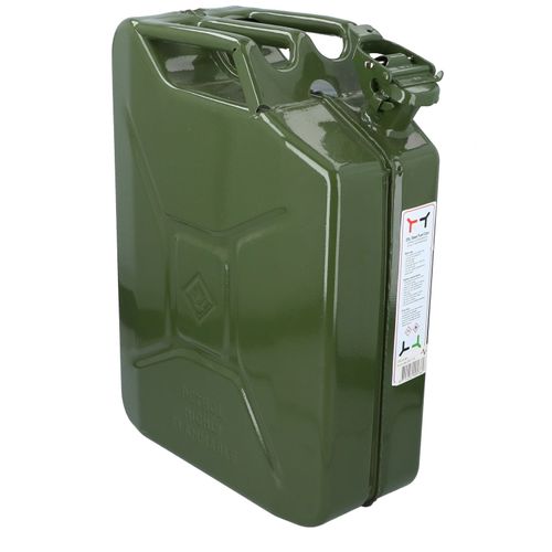 Jerrycan 20 Litres Acier Essence Et Eau Certifié Onu Pour Liquides Dangereux 35 X 16 X 46 Cm Vert Armée