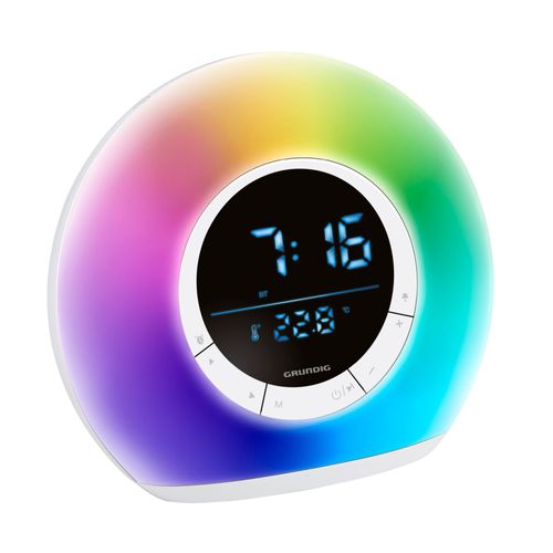 Grundig Réveil Lumineux ¿ Réveil Connecté Avec Radio Et Bluetooth ¿ Lampe Avec Écran Led ¿ Lampe De Chevet ¿ Blanc
