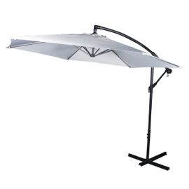 Lifetime Garden Parasol Flottant Avec Pied - Réglable Jusqu'à 3 Mètres - Acier - 300 X 300 X 245 Cm - Gris